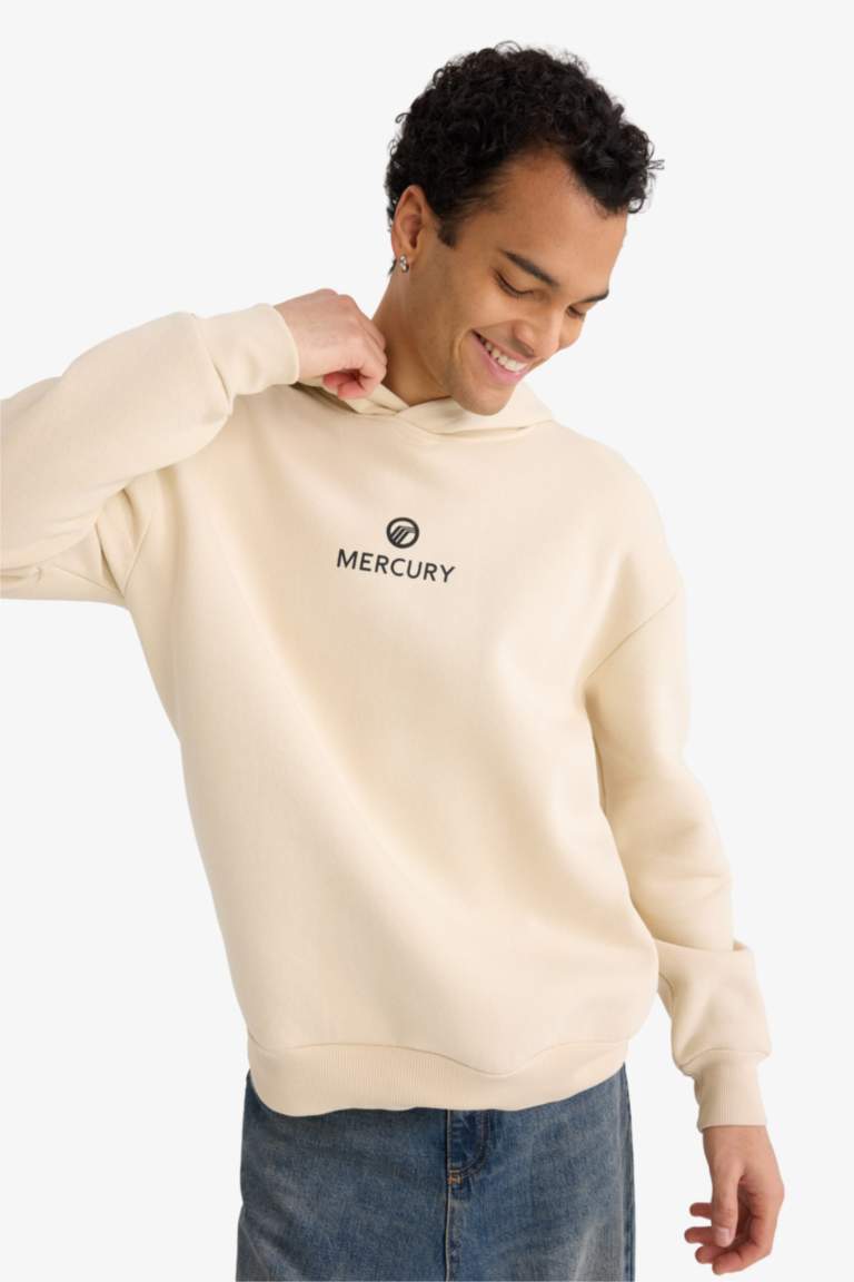 Ford Motor Company Boxy Fit Kapüşonlu Sırt Baskılı Sweatshirt 