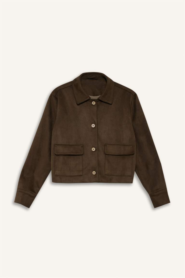 Gömlek Yaka Düğmeli Süet Ceket