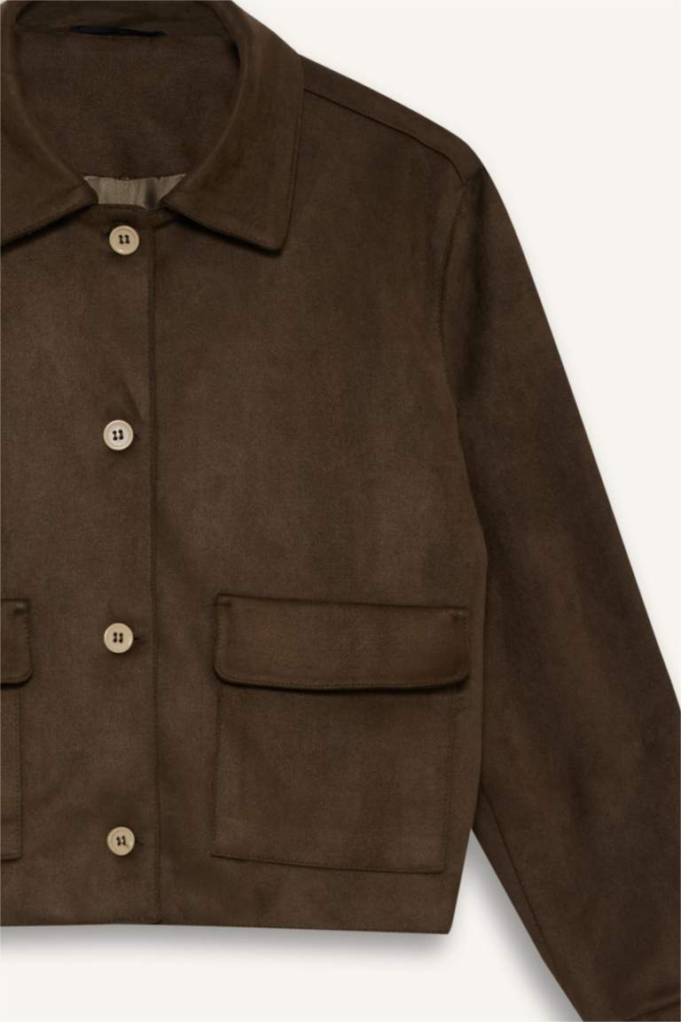 Gömlek Yaka Düğmeli Süet Ceket