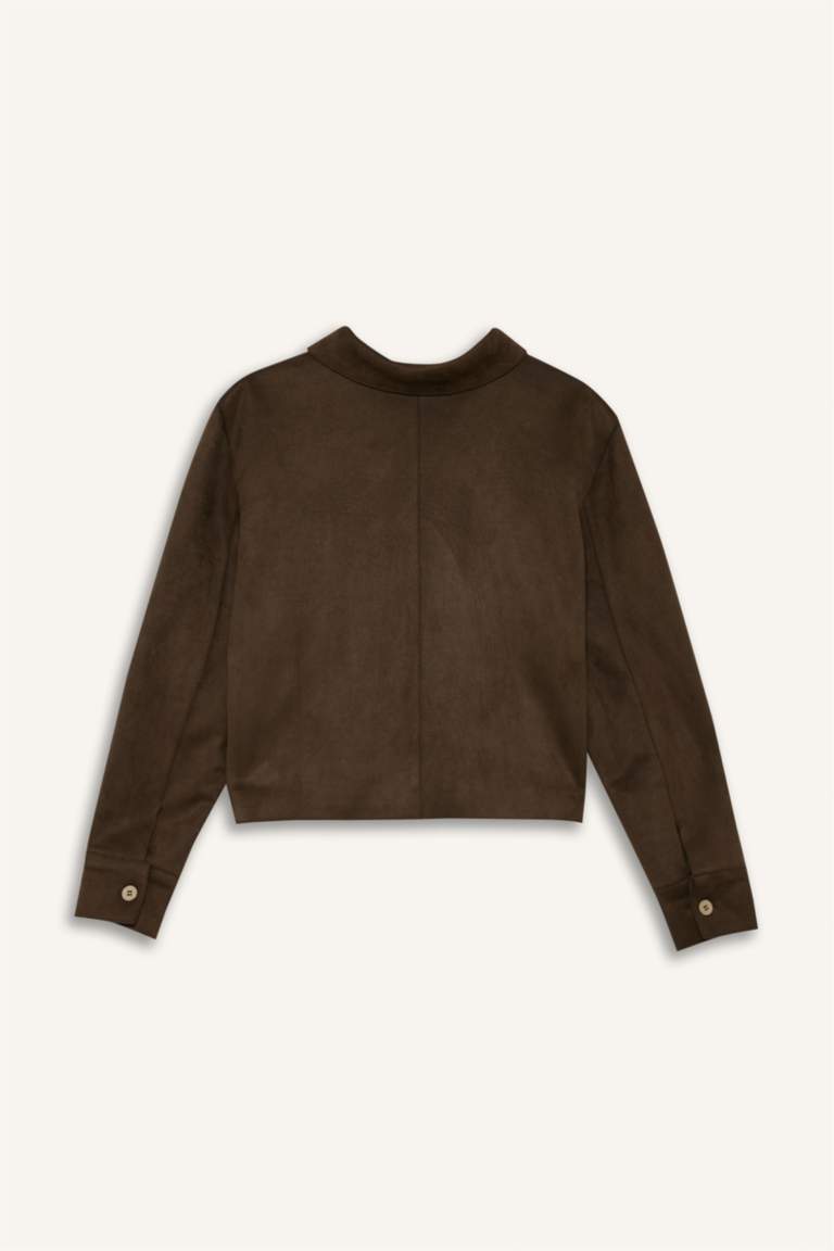 Gömlek Yaka Düğmeli Süet Ceket