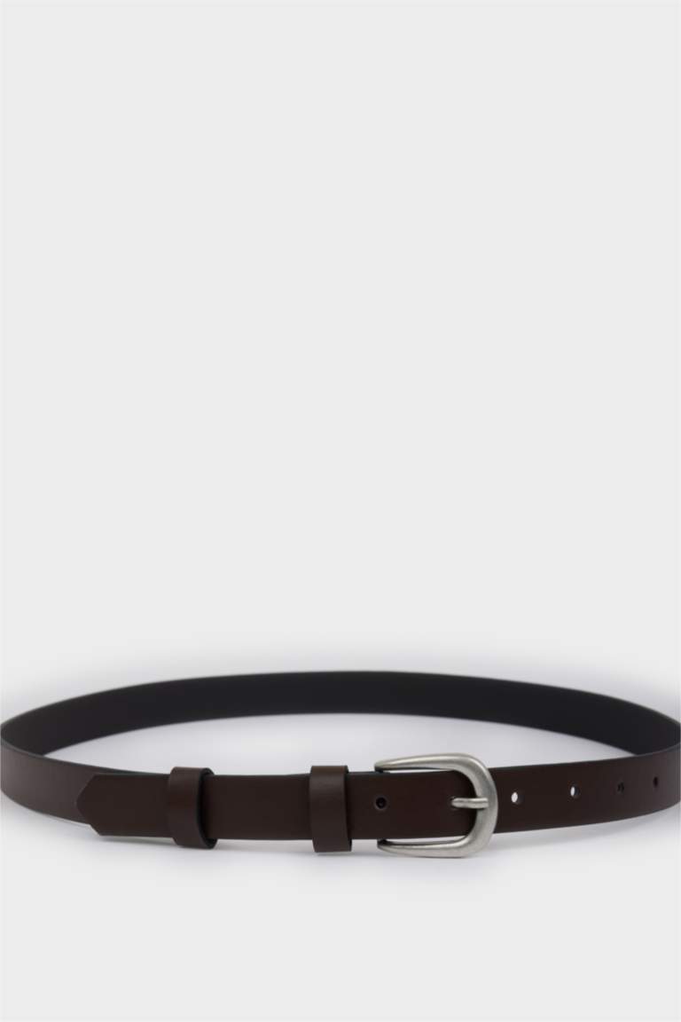 Erkek Oval Toka Suni Deri 2'li Klasik Kemer