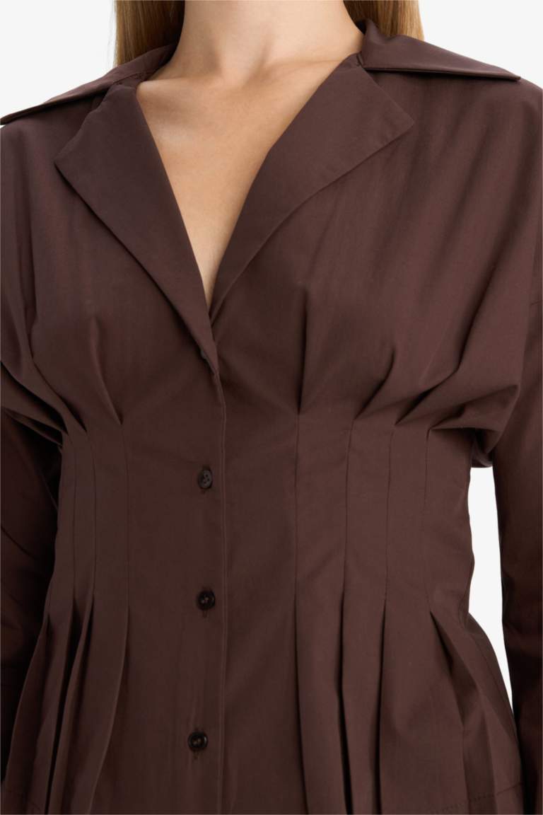 Slim Fit Shirt Collar Poplin Long Sleeve Shirt