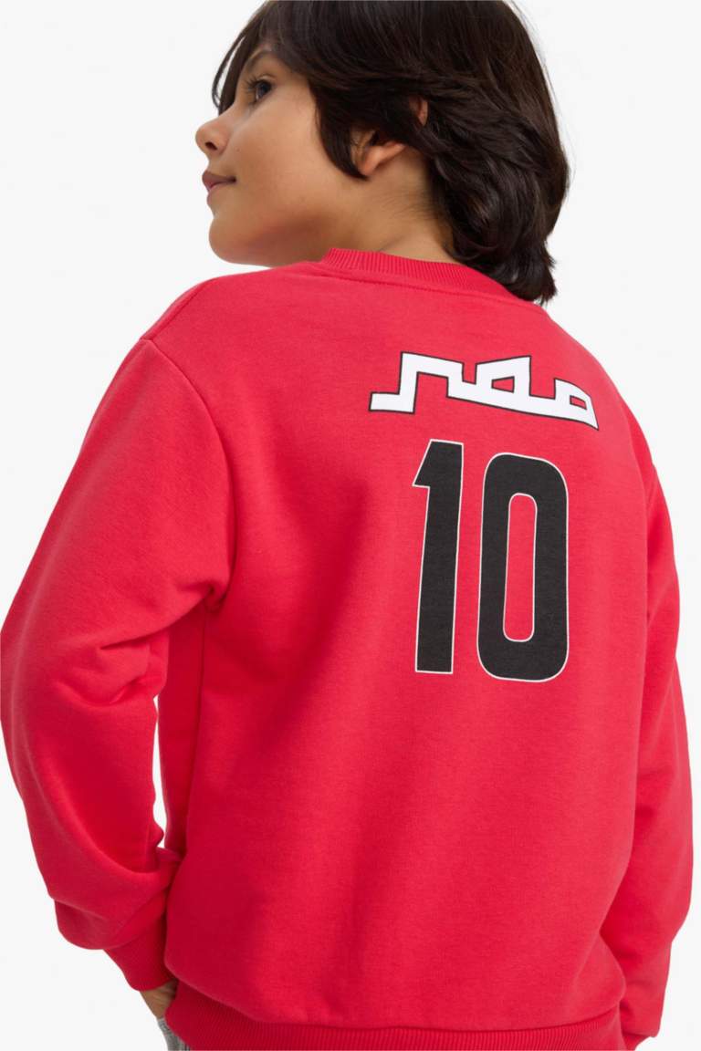 Erkek Çocuk Bisiklet Yaka Sırt Baskılı Sweatshirt