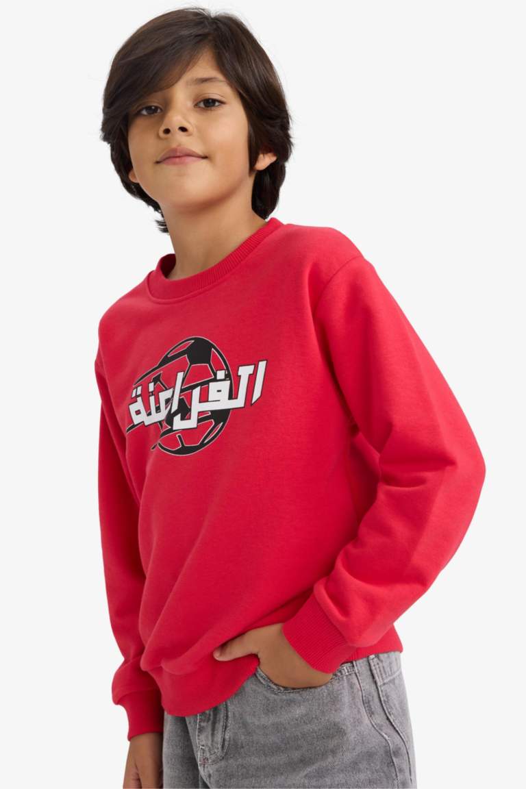 Erkek Çocuk Bisiklet Yaka Sırt Baskılı Sweatshirt