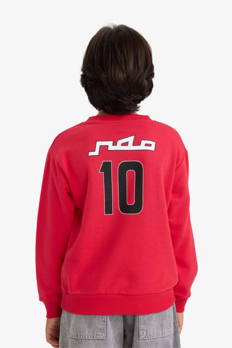 Erkek Çocuk Bisiklet Yaka Sırt Baskılı Sweatshirt