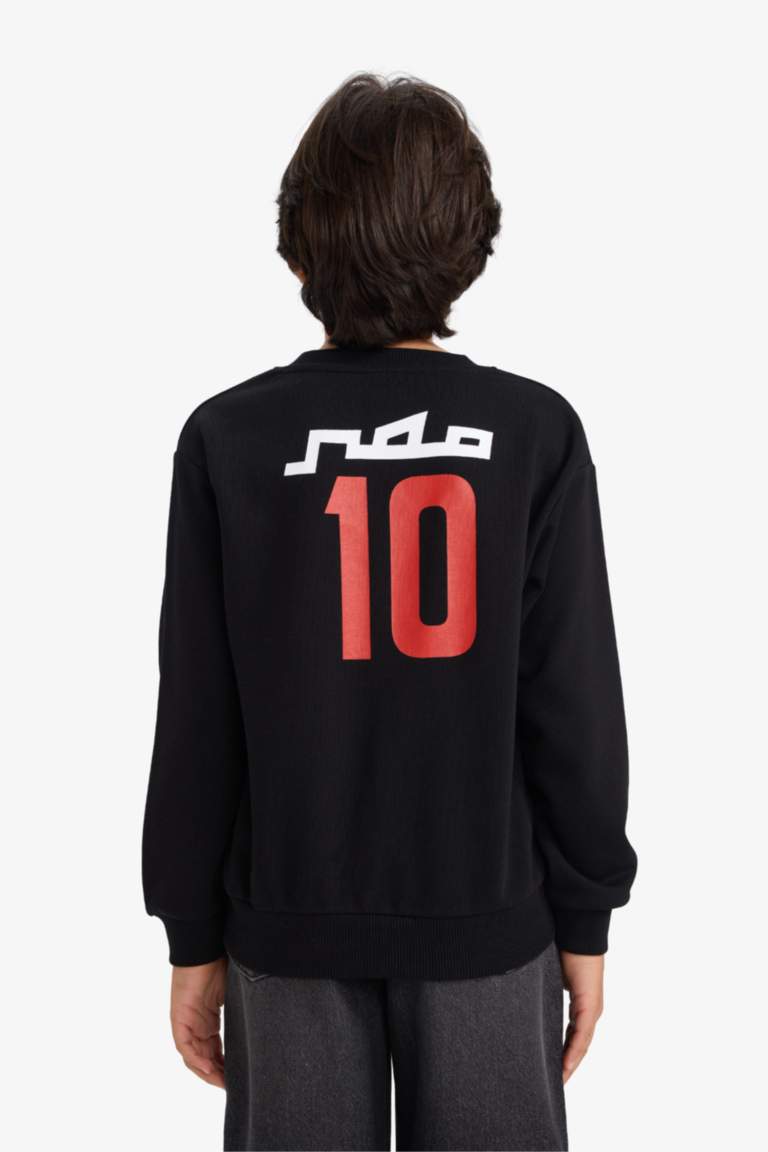 Erkek Çocuk Bisiklet Yaka Sırt Baskılı Sweatshirt