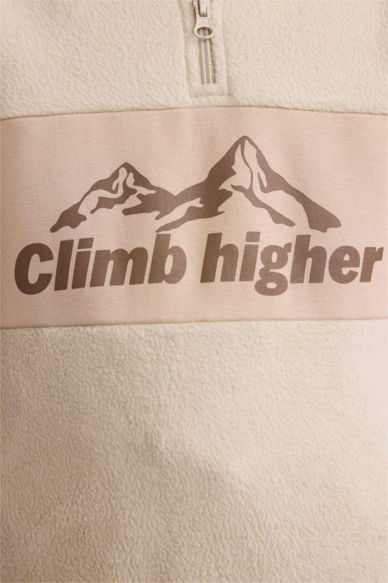 Erkek Çocuk Yarım Fermuarlı Baskılı Polar Sweatshirt