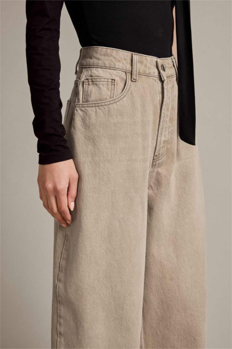 Baggy Fit Düz Paça Jean Pantolon