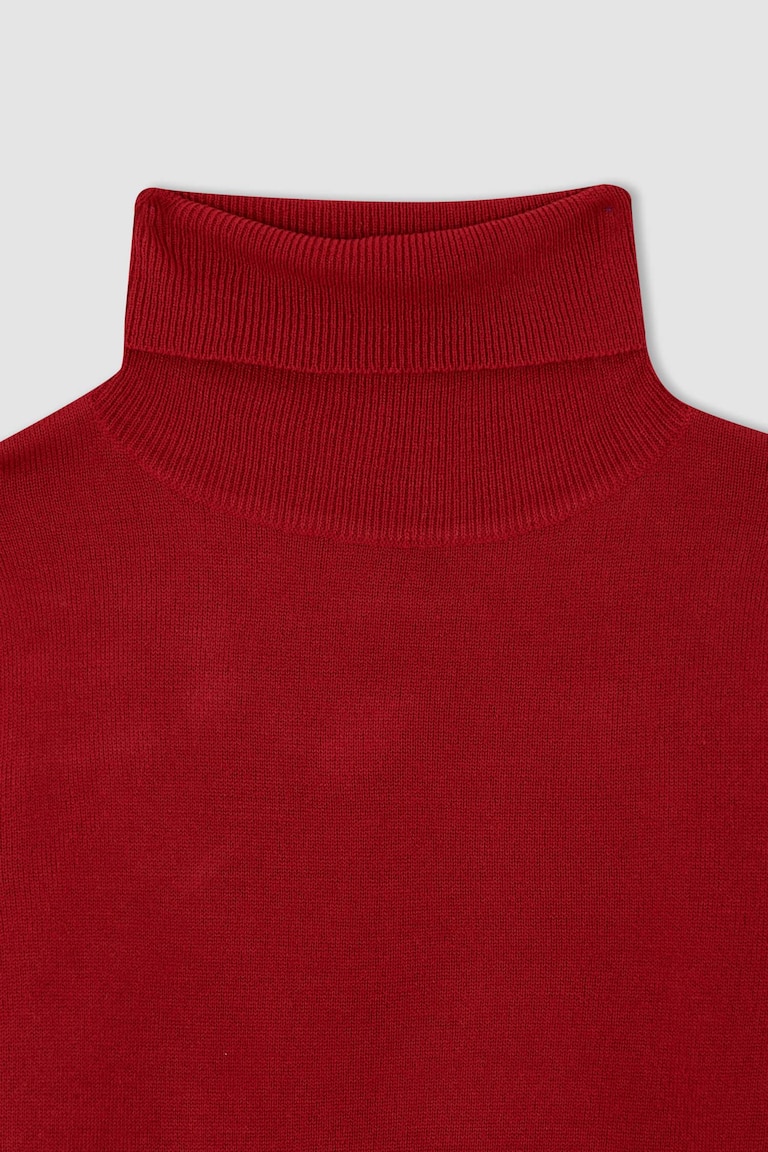 Robe Pull Rouge Col Roulé - Taille S - Style Confort Chic