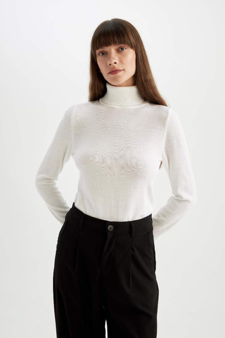 Regular Fit Turtleneck Basic Pulover