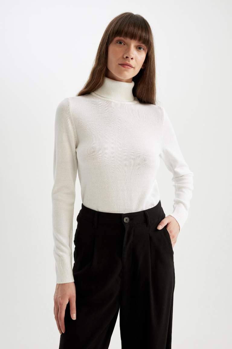 Regular Fit Turtleneck Basic Pulover