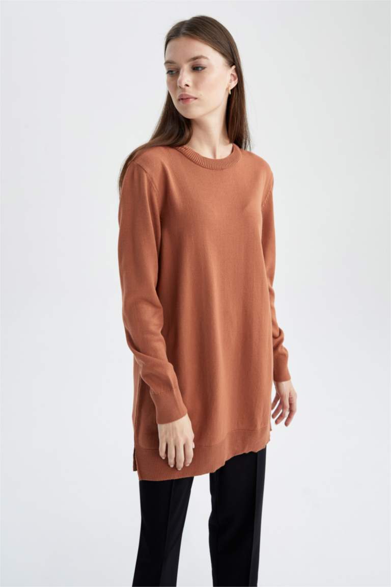 Long Sleeve Solid Color Regular Tunic huk24k1083