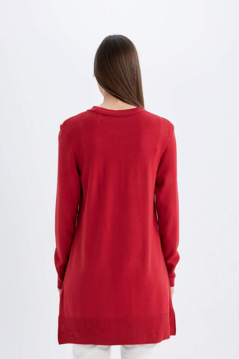 Regular Fit Crew Neck Basic Pullover Tunic