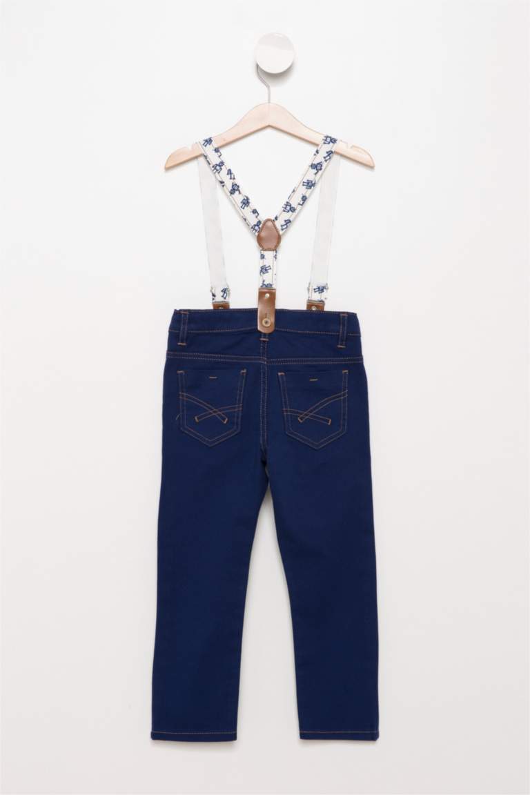 Lacivert Erkek Çocuk Genç Erkek Askılı 5 Cep Erkek Çocuk