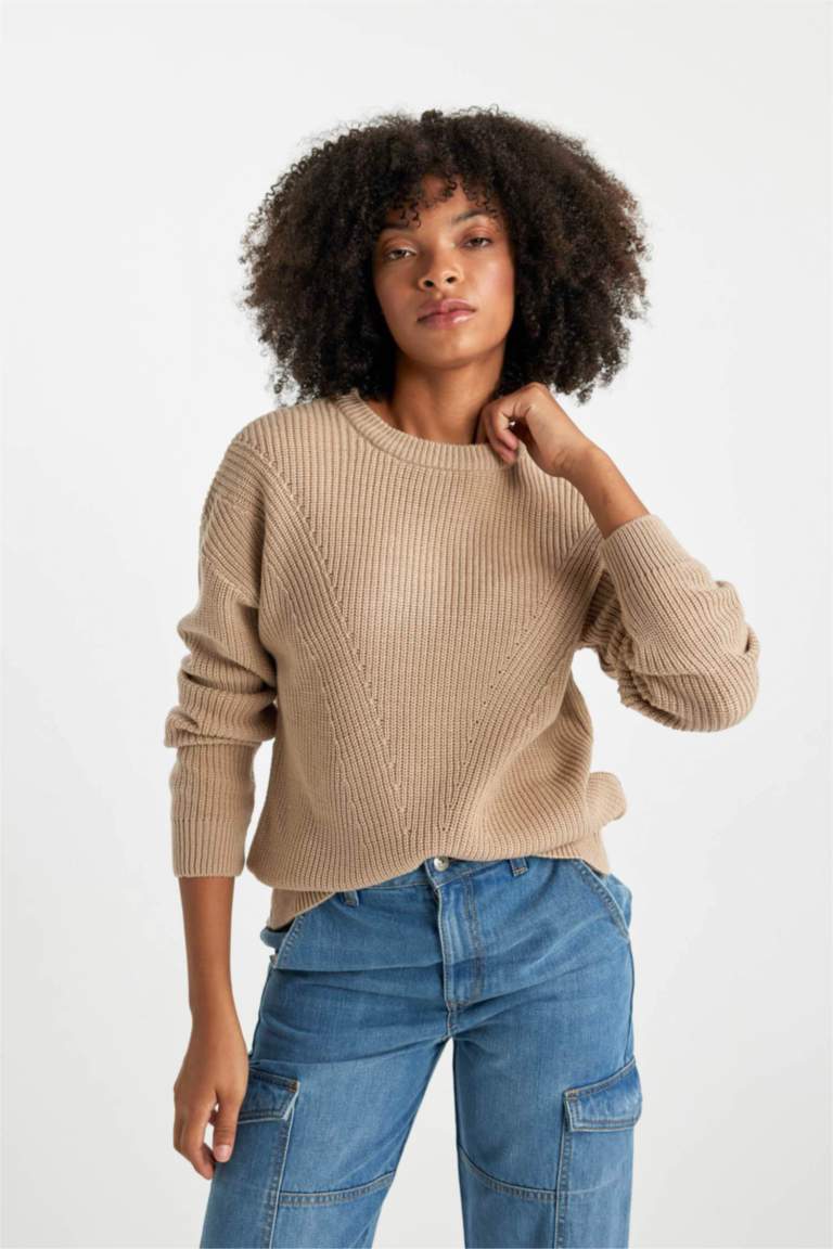 Rode COLOURFUL REBEL Trui OLIVIA CREWNECK KNITTED SWEATER