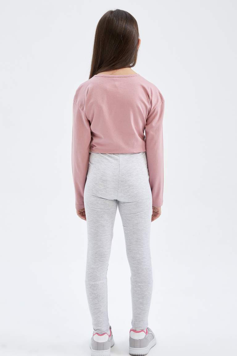 Kız Çocuk Slim Fit Basic Bilek Boy Tayt