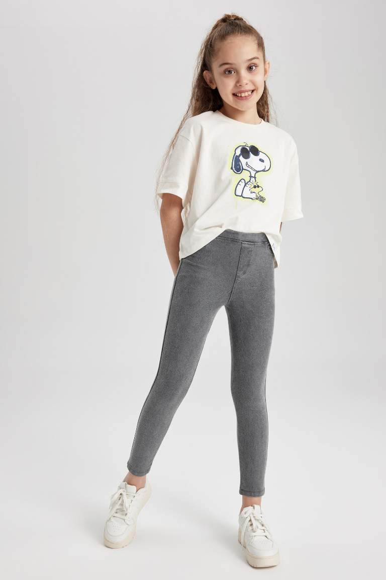Kız Çocuk Slim Fit Süs Cepli Uzun Tayt