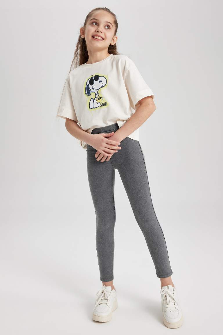 Kız Çocuk Slim Fit Süs Cepli Uzun Tayt