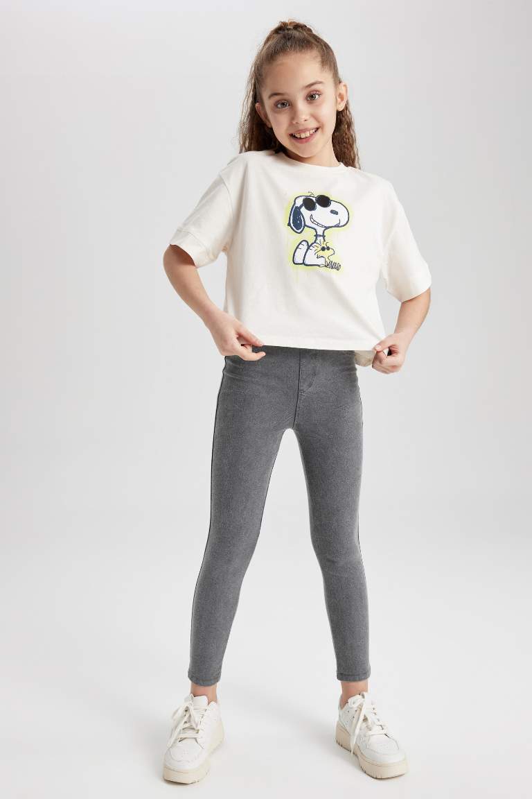 Kız Çocuk Slim Fit Süs Cepli Uzun Tayt