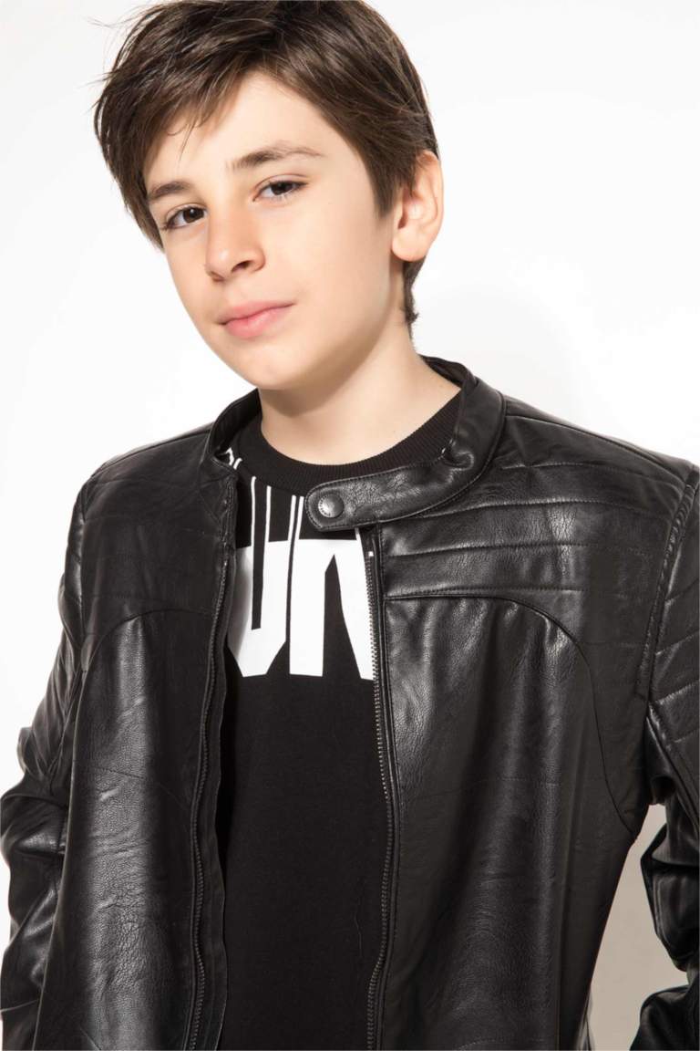 Siyah Erkek Çocuk Genç Erkek Trend Deri Ceket 813222 Siyah Erkek Çocuk Genç Erkek Trend Deri Ceket 813222
