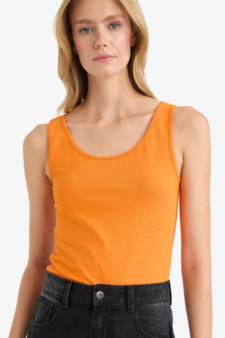 Slim Fit Dar Kesim Basic Düz Yuvarlak Yaka Atlet