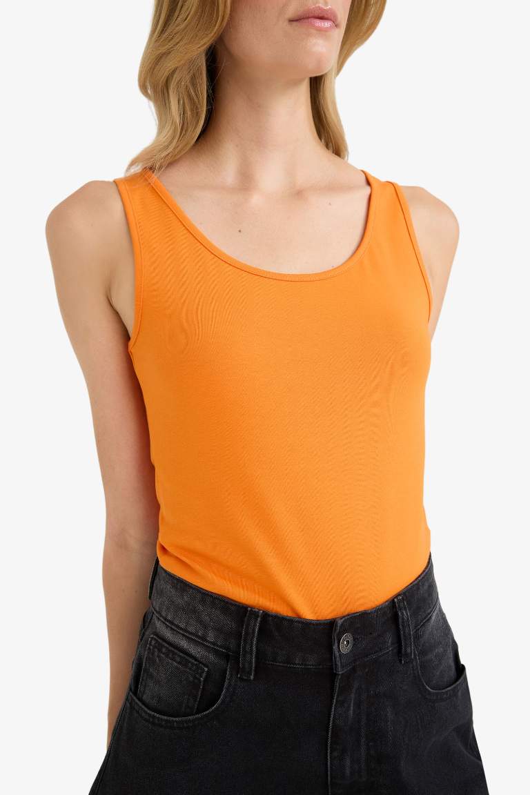 Slim Fit Dar Kesim Basic Düz Yuvarlak Yaka Atlet