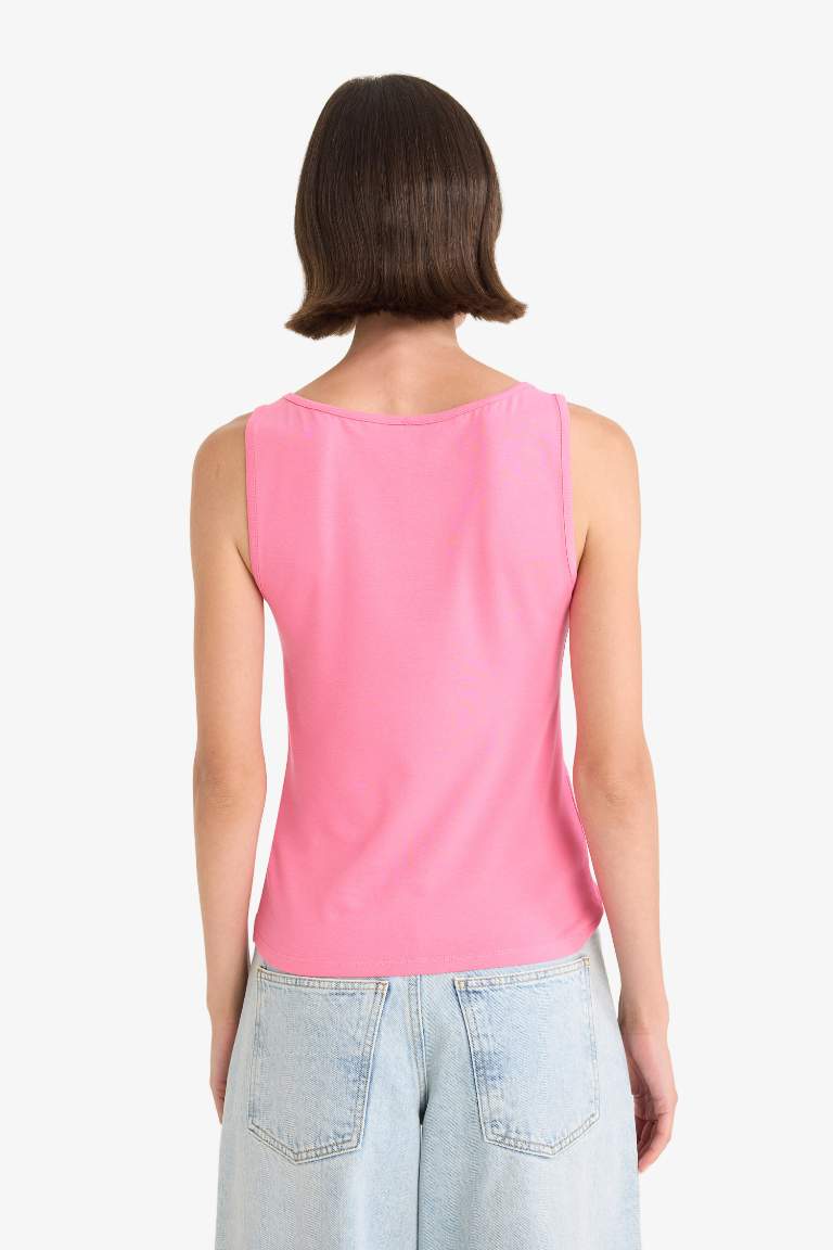 Slim Fit Dar Kesim Basic Düz Yuvarlak Yaka Atlet