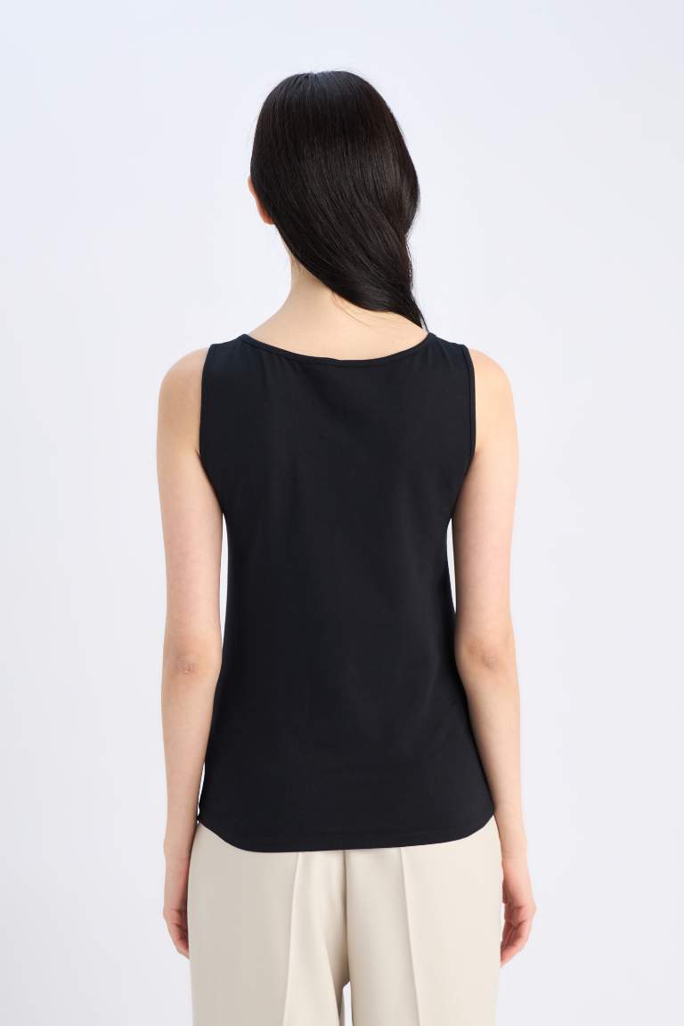 Slim Fit Basic Round Collar Sleeveless Tank Top