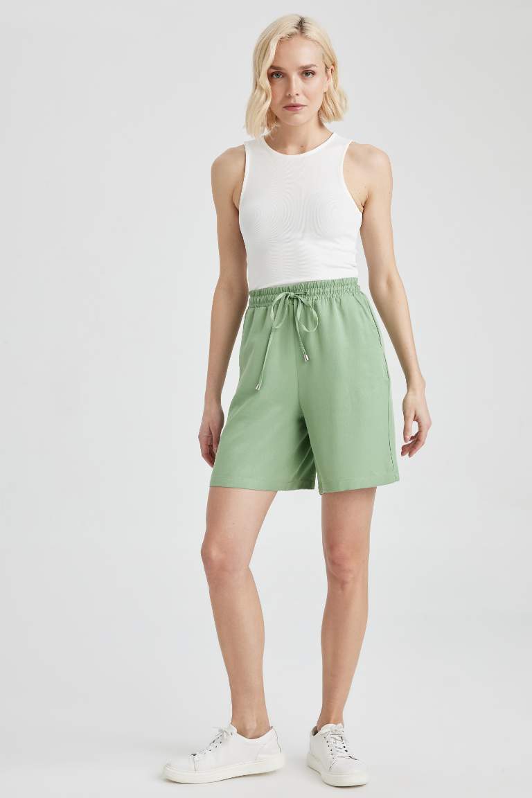 High Waist Short Leg Viscose Shorts