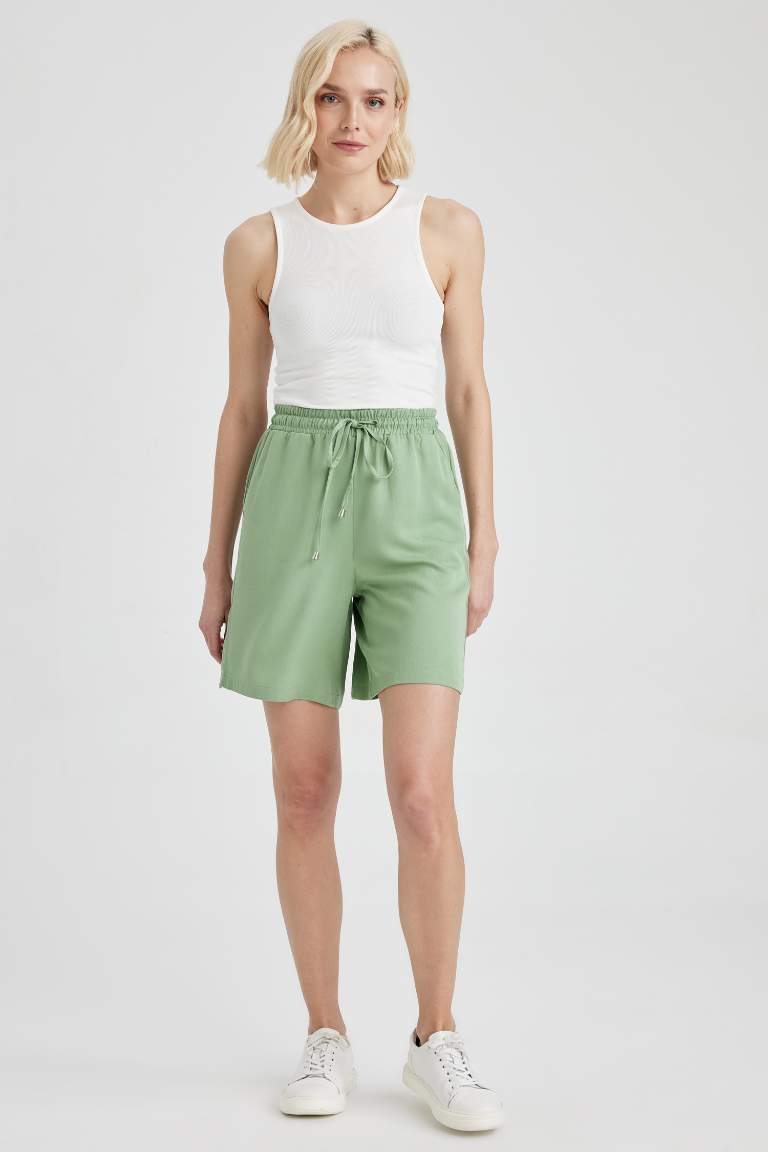 High Waist Short Leg Viscose Shorts