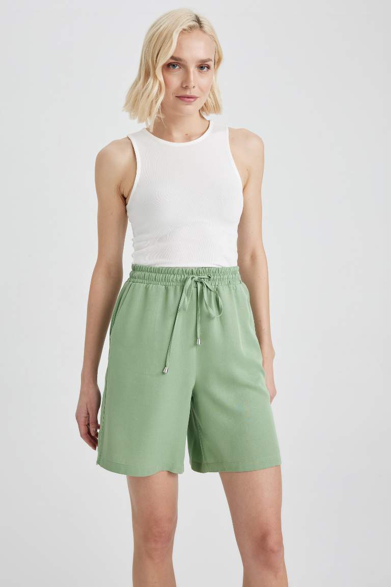 High Waist Short Leg Viscose Shorts