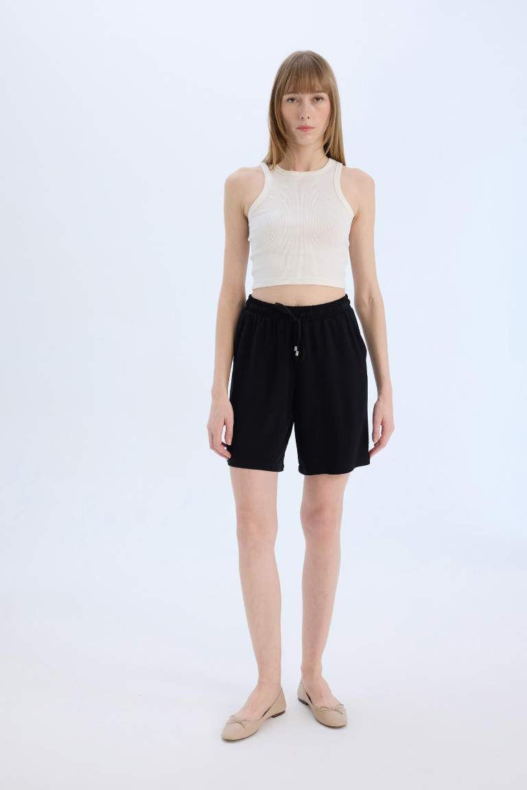 High Waist Short Leg Viscose Shorts