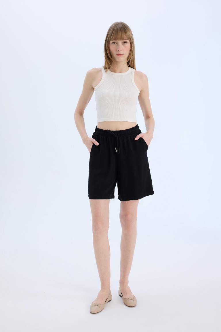 High Waist Short Leg Viscose Shorts