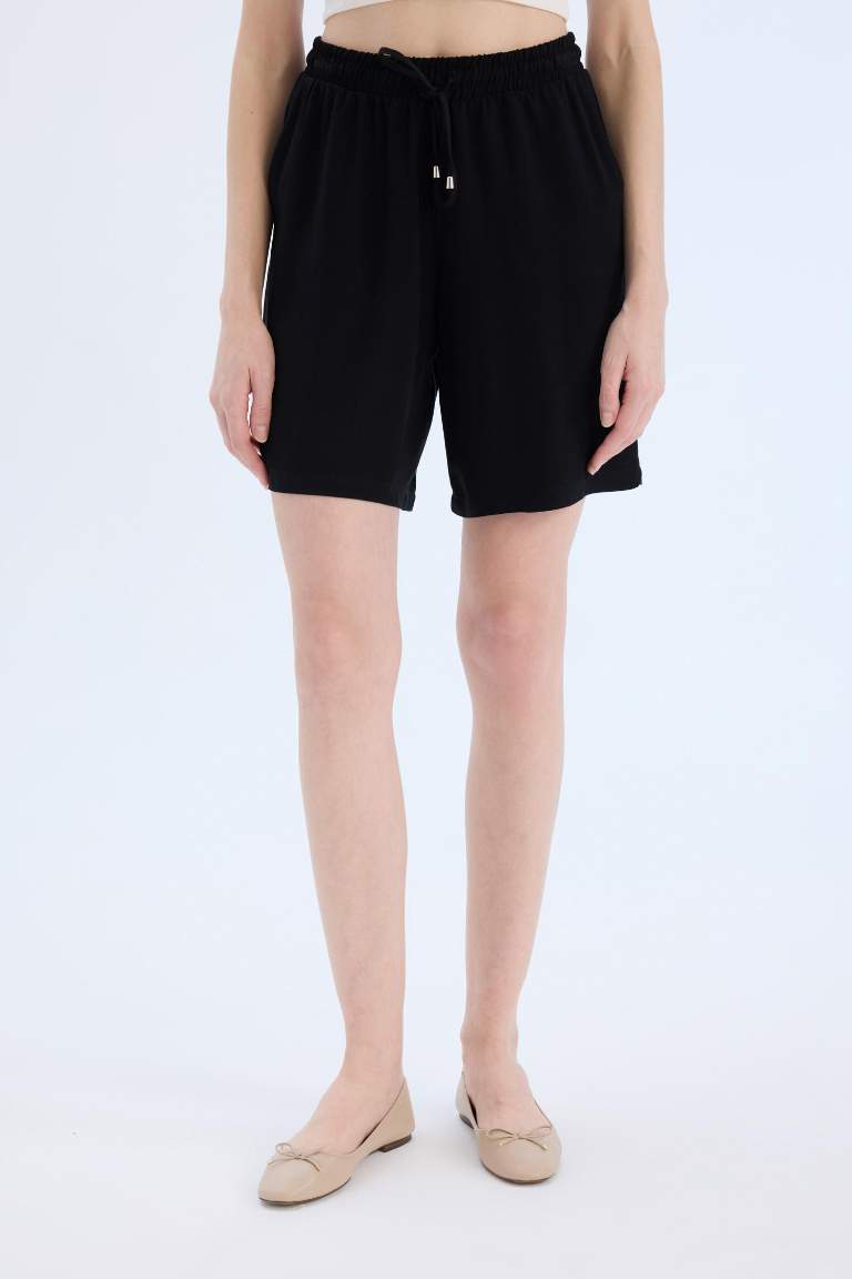 High Waist Short Leg Viscose Shorts