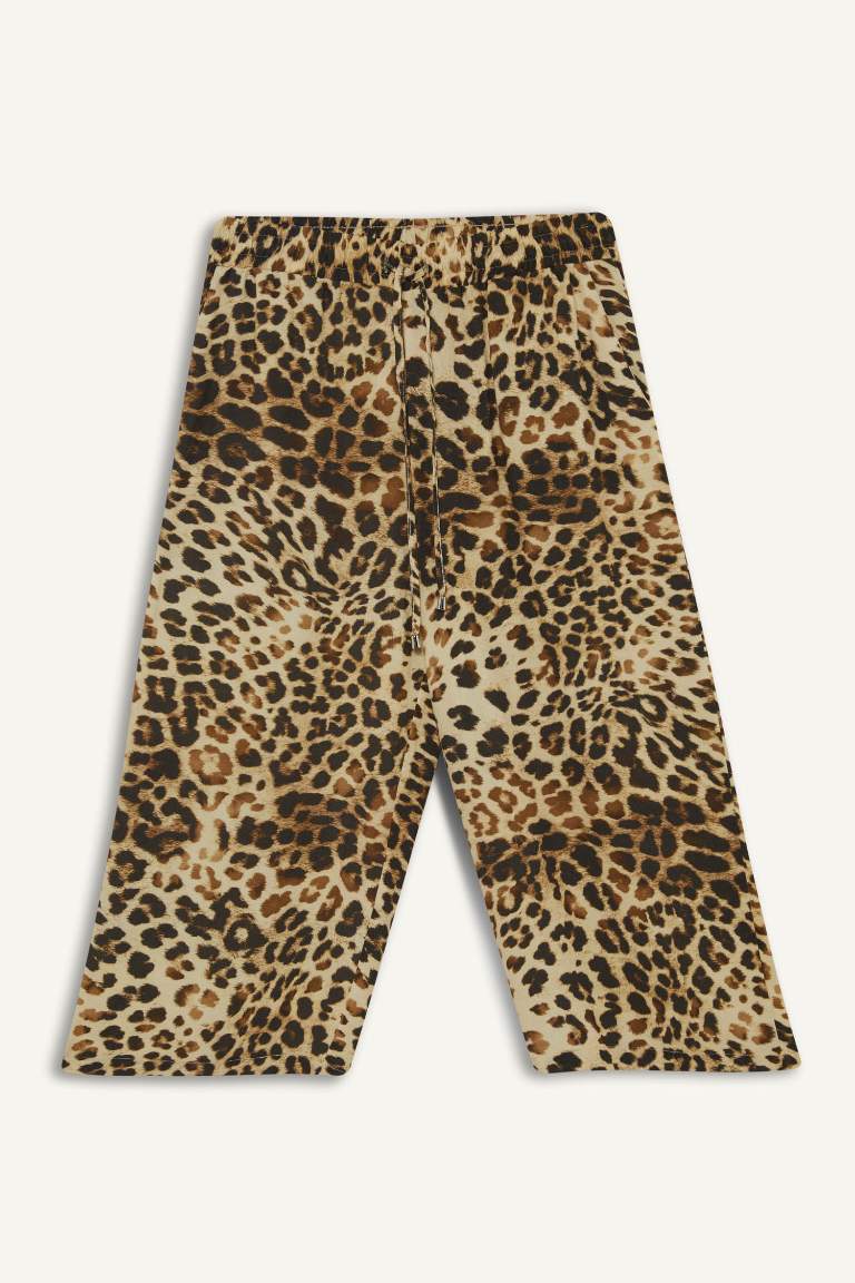 High Waist Patterned Viscose Capri