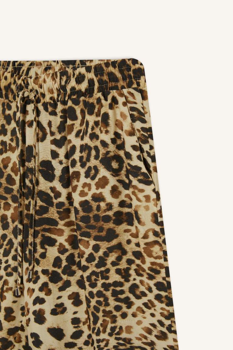 High Waist Patterned Viscose Capri