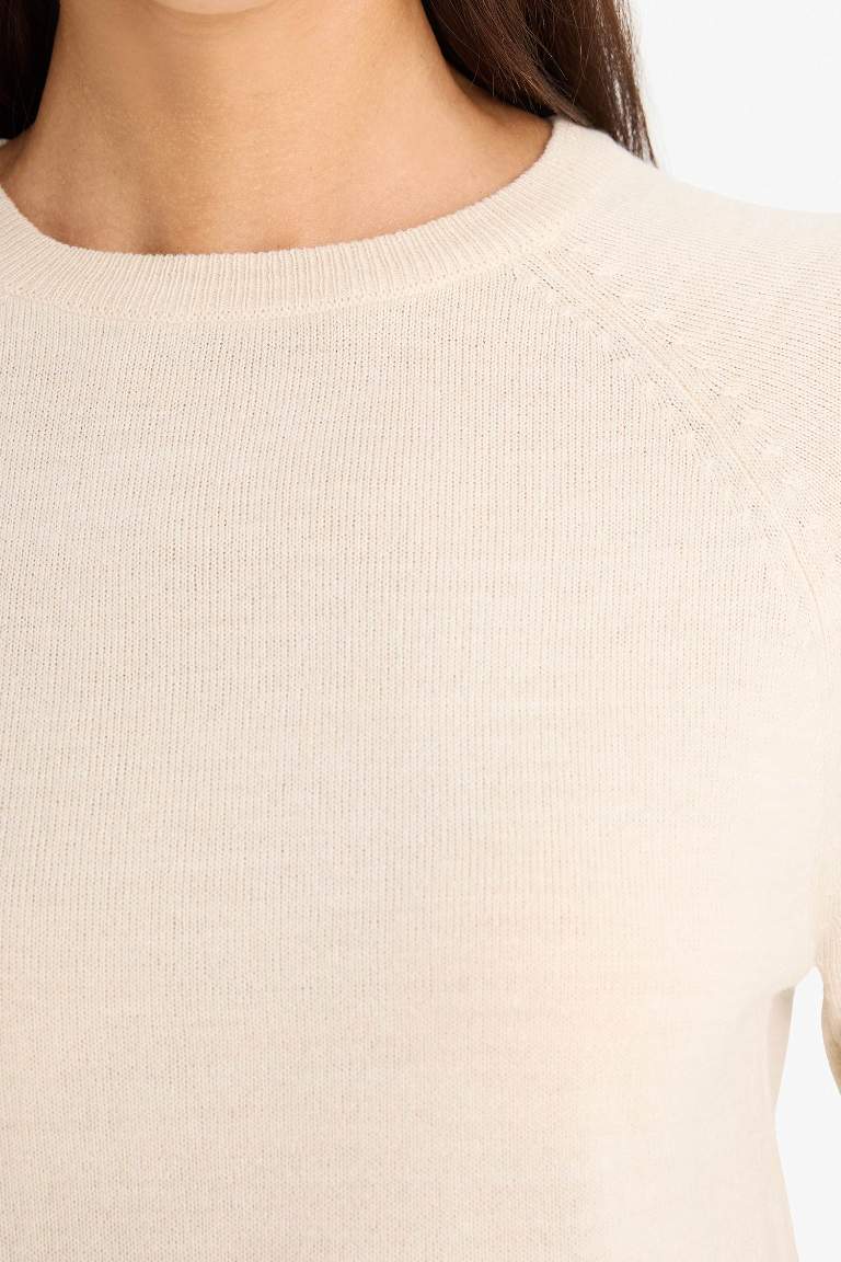 Relax Fit Bisiklet Yaka Basic Düz Triko Kazak