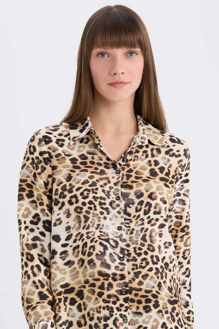 Regular Fit Leopard Printed Long Sleeve Shirt