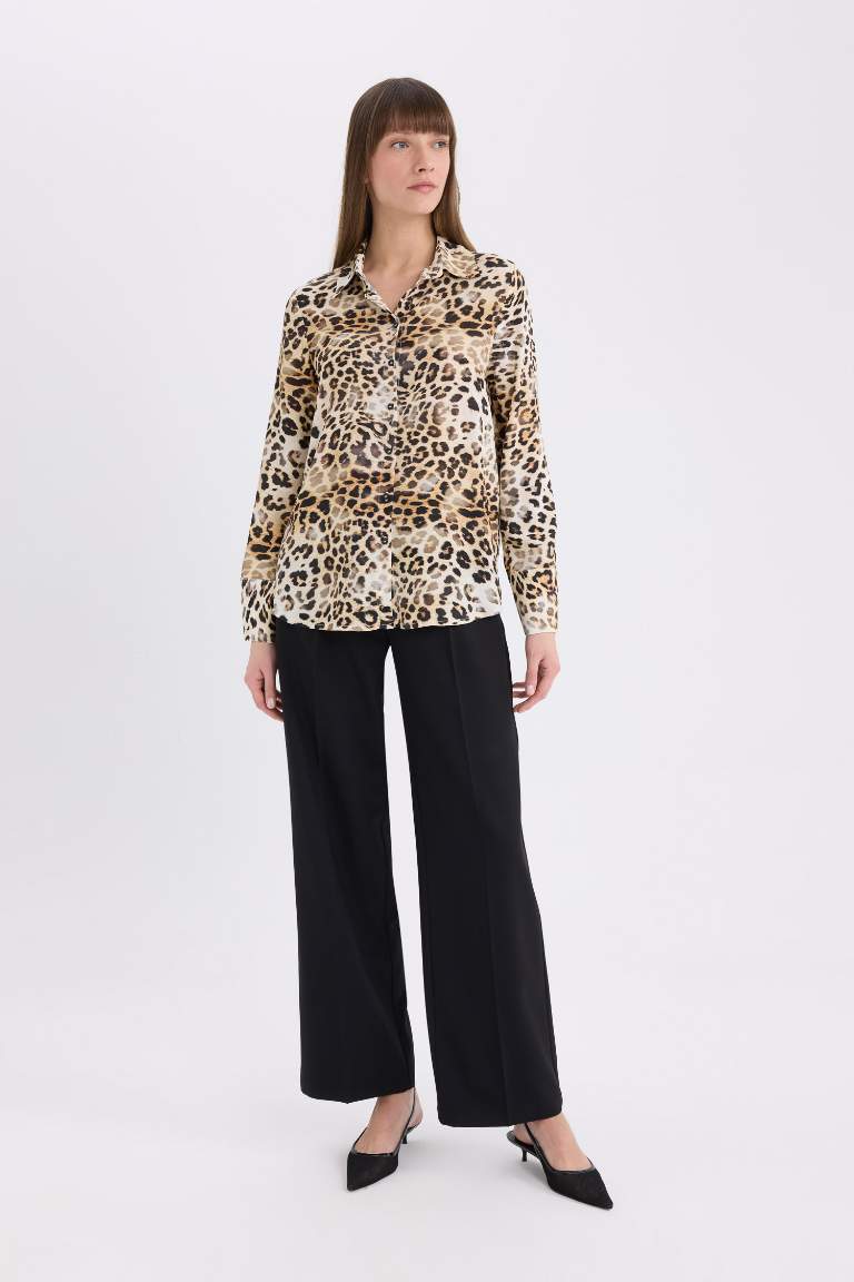 Regular Fit Leopard Printed Long Sleeve Shirt