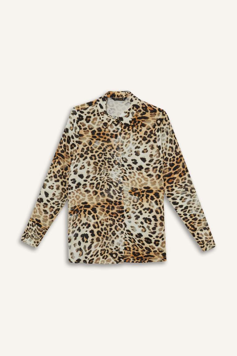 Regular Fit Leopard Printed Long Sleeve Shirt