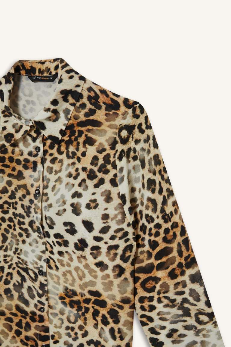 Regular Fit Leopard Printed Long Sleeve Shirt