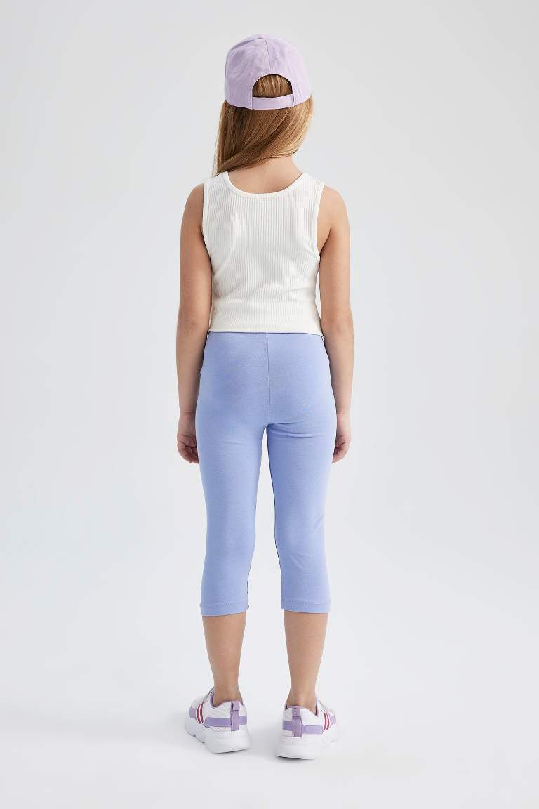 Kız Çocuk Slim Fit Basic Kapri Boy Tayt