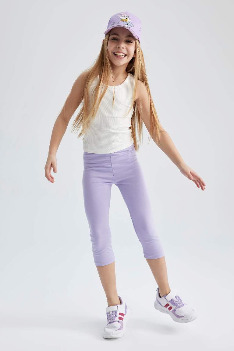 Kız Çocuk Slim Fit Basic Kapri Boy Tayt