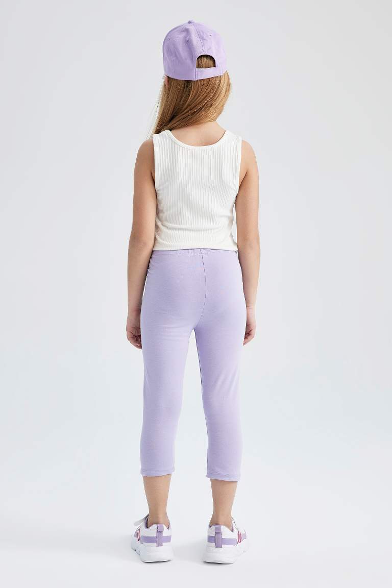 Kız Çocuk Slim Fit Basic Kapri Boy Tayt