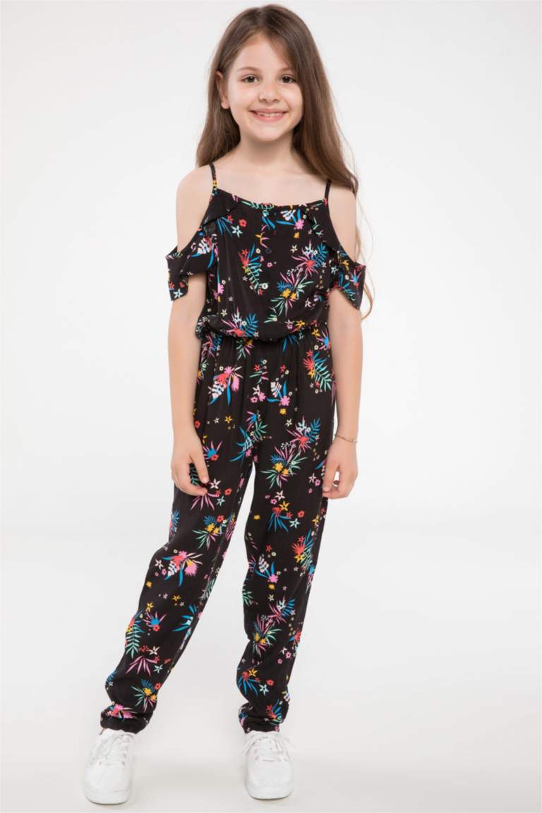 Siyah Kız Çocuk Genç Kız Desenli Tulum 855951 DeFacto