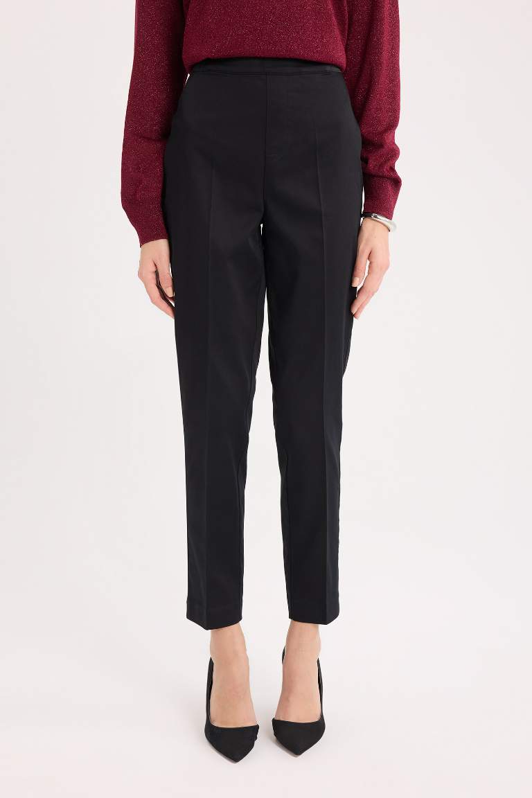 Cigarette Regular Waist Straight Leg Satin Trousers