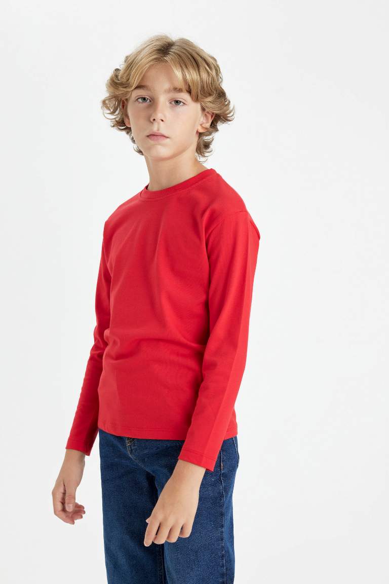 Boy Crew Neck Long Sleeve School T-Shirt