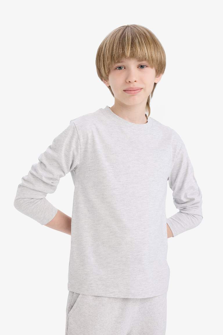 Ұлдарға дөңгелек жаға ұзын жеңді Ұзын жеңді футболка
