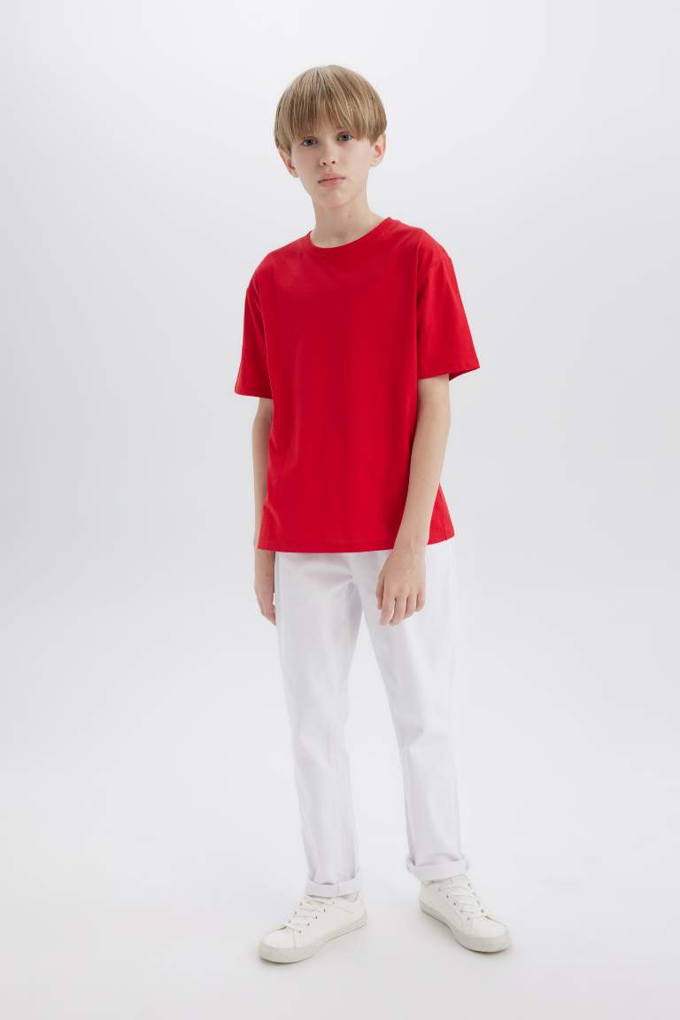 Boy Red Crew Neck T-Shirt