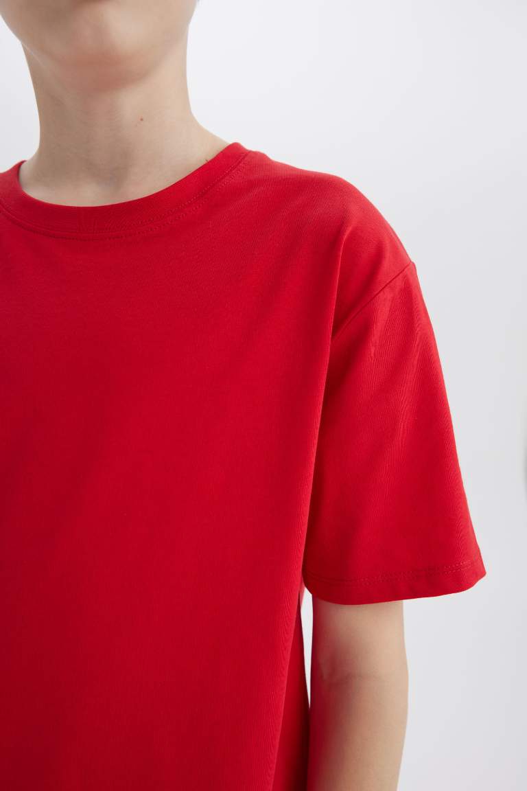 Boy Red Crew Neck T-Shirt